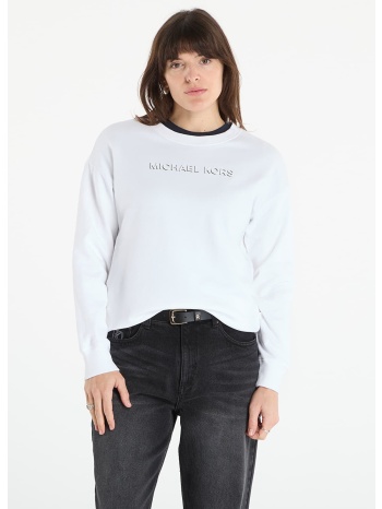 φούτερ michael kors mk shdw embssed logo crew white s σε προσφορά