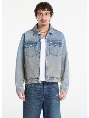 μπουφάν obey base trucker jacket heavy vintage light indigo