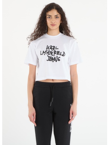 t-shirt karl lagerfeld jeans reg cropped graffiti tee white σε προσφορά