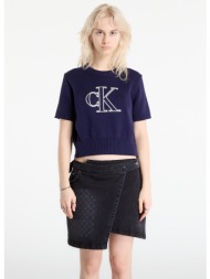 πουλόβερ calvin klein jeans logo ss top sweater purple m