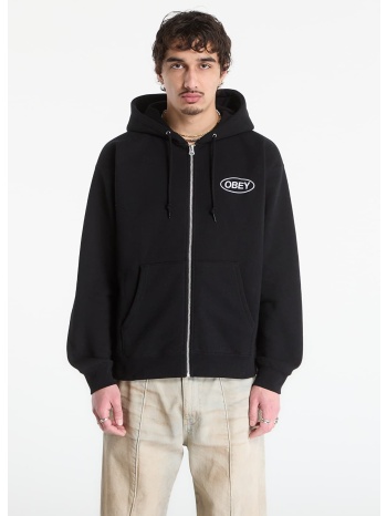 φούτερ obey oval zip hood black m