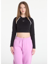 t-shirt nike sportswear women`s tight long-sleeve cropped top black/ black/ chalk/ chalk m