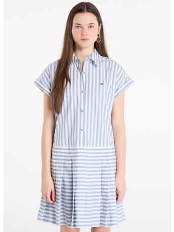 φόρεμα tommy hilfiger poplin pleated short ss dress white