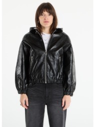 μπουφάν michael kors faux leather hoodie black xs