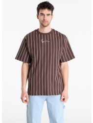 t-shirt karl kani small signature essential pinstripe tee brown m