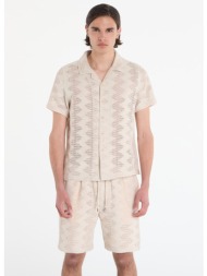 πουκάμισο guess jeans lattice knit shirt light oak xl