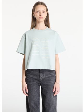 t-shirt calvin klein jeans ss cropped boxy grap tee green m