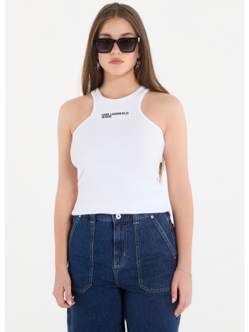karl lagerfeld jeans ribbed logo tank white s