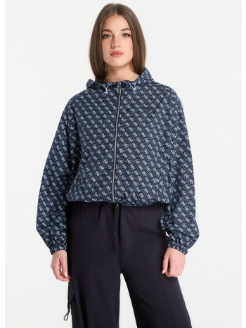 μπουφάν guess nikla 4g full zip hooded jacke nylon ocean