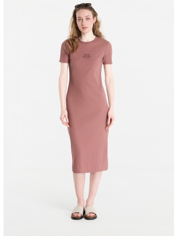 φόρεμα calvin klein jeans ss 2x2 baby rib logo midi dress