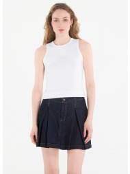 calvin klein jeans sl 2x2 baby rib logo crew tank bright white s