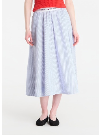 φούστα tommy hilfiger poplin branded midi skirt misty