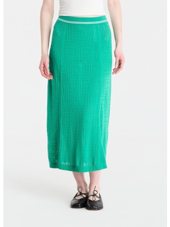 φούστα tommy hilfiger swimshop viscose silk midi skirt jade