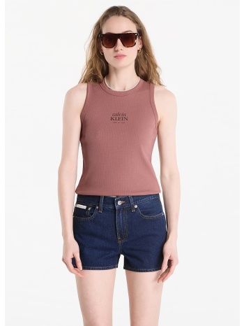 calvin klein jeans sl 2x2 baby rib logo crew tank sierra