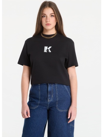 t-shirt karl lagerfeld jeans reg ss k-logo tee black l σε προσφορά