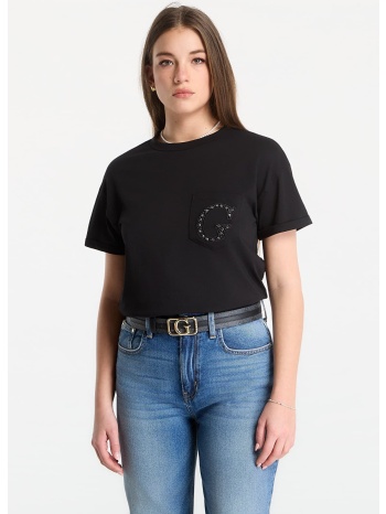 t-shirt guess jeans ss cn pocket g logo tee jet black l σε προσφορά