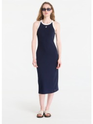 φόρεμα tommy hilfiger contrast bind rib tank dress navy xs