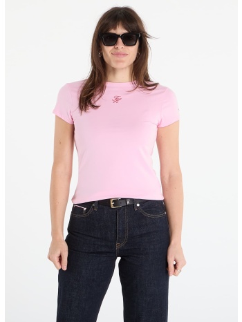 t-shirt tommy hilfiger script slim ss tee classic pink l σε προσφορά
