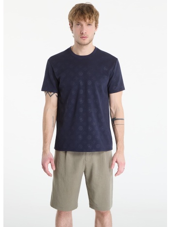 t-shirt guess jeans nico embossed knit ss crew peony logo σε προσφορά