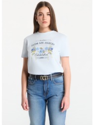 t-shirt guess jeans ss cn flowers guess box tee sky high s