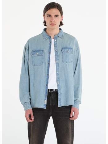 πουκάμισο allsaints gribbs ls shirt faded indigo m σε προσφορά
