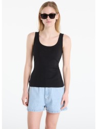 calvin klein sl varigated rib nano logo tank black l