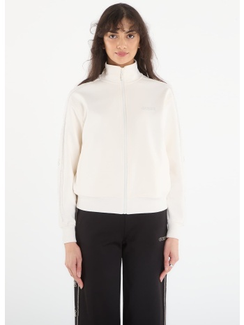 φούτερ guess octavia high neck full-zip sweat white glam m σε προσφορά