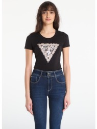 t-shirt guess jeans ss cn leo triangle tee jet black s