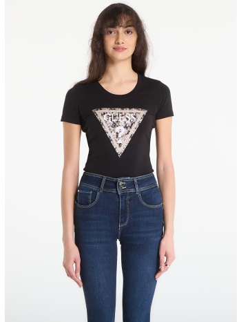 t-shirt guess jeans ss cn leo triangle tee jet black s σε προσφορά