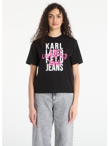 t-shirt karl lagerfeld jeans reg graffiti logo tee black s σε προσφορά
