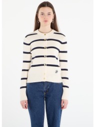 πουλόβερ tommy hilfiger co full needle crewneck cardigan big stp calico/ dark navy s