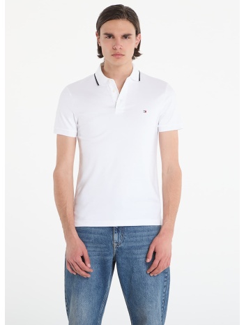 t-shirt tommy hilfiger liquid cotton tipped slim polo white σε προσφορά