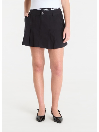 φούστα karl lagerfeld jeans pleated logo skirt black l σε προσφορά