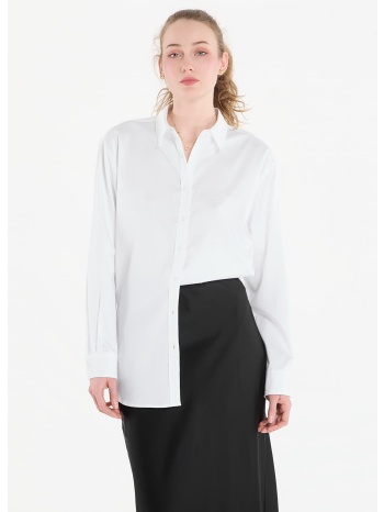 πουκάμισο guess jeans ls oversized poplin shirt pure white m σε προσφορά