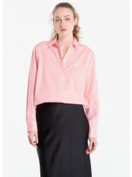 πουκάμισο guess jeans ls tecla oversized shirt pink/ white stripe l