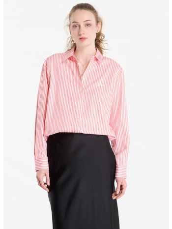 πουκάμισο guess jeans ls tecla oversized shirt pink/ white σε προσφορά