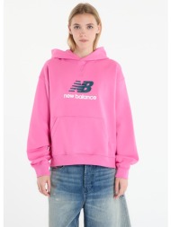 φούτερ new balance athletics french terry logo hoodie pink satin m
