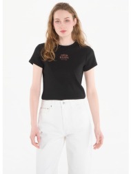 t-shirt calvin klein jeans ss 2x2 baby rib logo baby tee black s