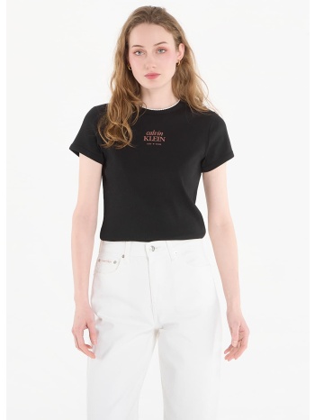 t-shirt calvin klein jeans ss 2x2 baby rib logo baby tee σε προσφορά