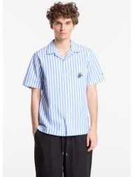 πουκάμισο tommy hilfiger regular fit paper touch short sleeve shirt blue spell/ stripe m