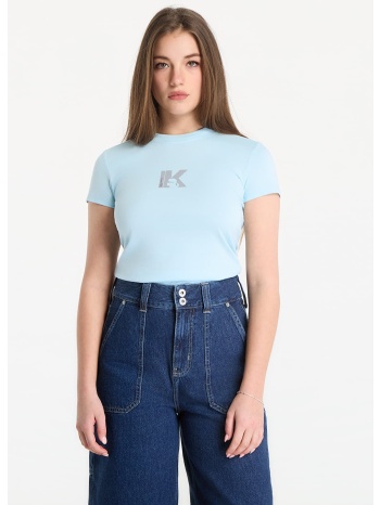 t-shirt karl lagerfeld jeans slim ss k logo tee corydalis σε προσφορά