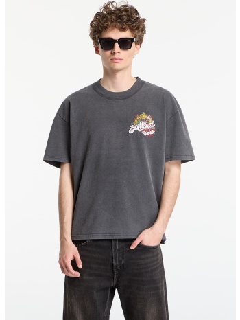 t-shirt allsaints roque ss crew graphic t-shirt washed