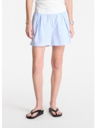 σορτς nike sportswear chill poplin women`s loose stripe shorts lt photo blue/ hydrogen blue/ summit 
