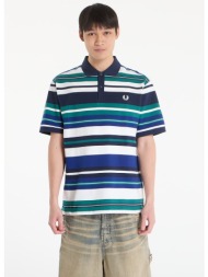 μπλουζάκι fred perry striped relaxed polo shirt deep mint m