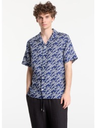 πουκάμισο tommy hilfiger regular fit pure linen short sleeve shirt dark blue indigo m