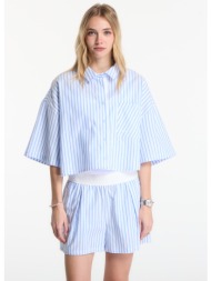 πουκάμισο nike sportswear chill poplin women`s oversized short-sleeve top lt photo blue/ hydrogen bl