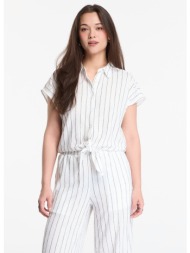 πουκάμισο urban classics ladies structured striped tied blouse off white/ black l