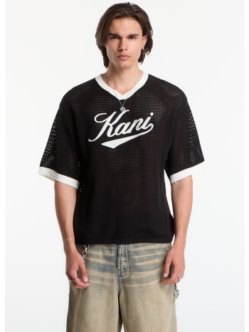 t-shirt karl kani cursive varsity crochet boxy t-shirt