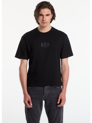 t-shirt gap intl hvy crop logo t black l