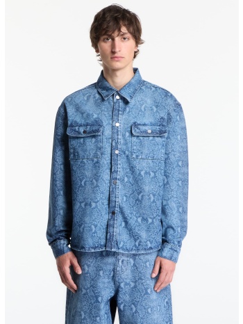 πουκάμισο daily paper snake laser rahul denim shirt blue xl